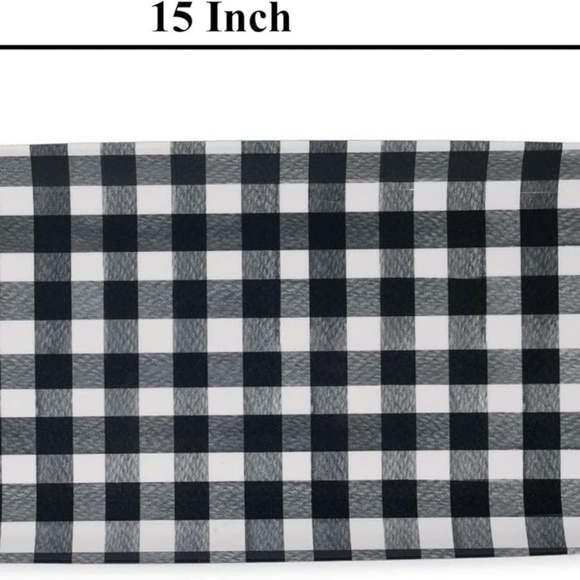Gingham Black Melamine Serving Tray, 15 x 6.5 Inch Rectangular Serving Platter - Picture 2 of 5